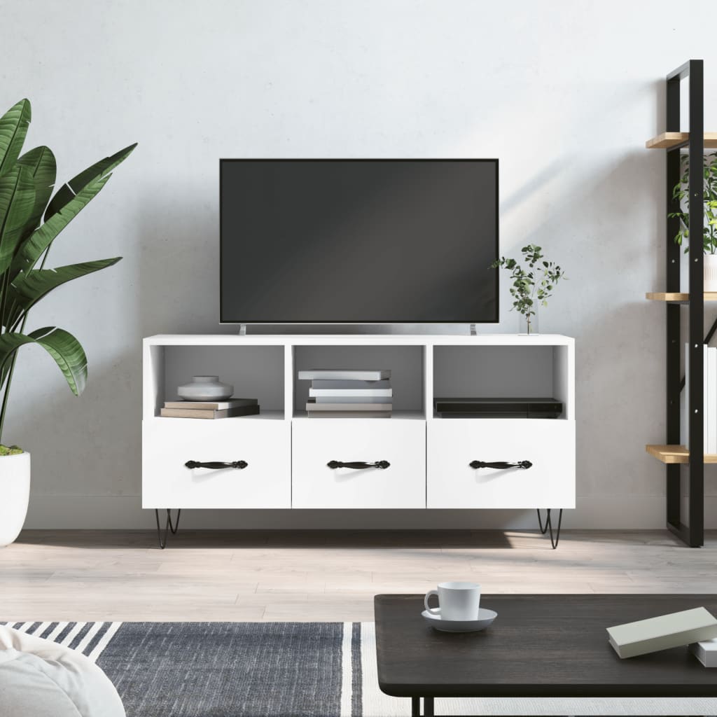 Mobile Porta TV Bianco 102x36x50 cm in Legno Multistrato - homemem39