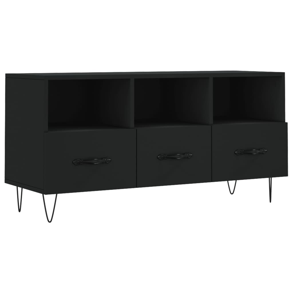 Mobile Porta TV Nero 102x36x50 cm in Legno Multistrato - homemem39