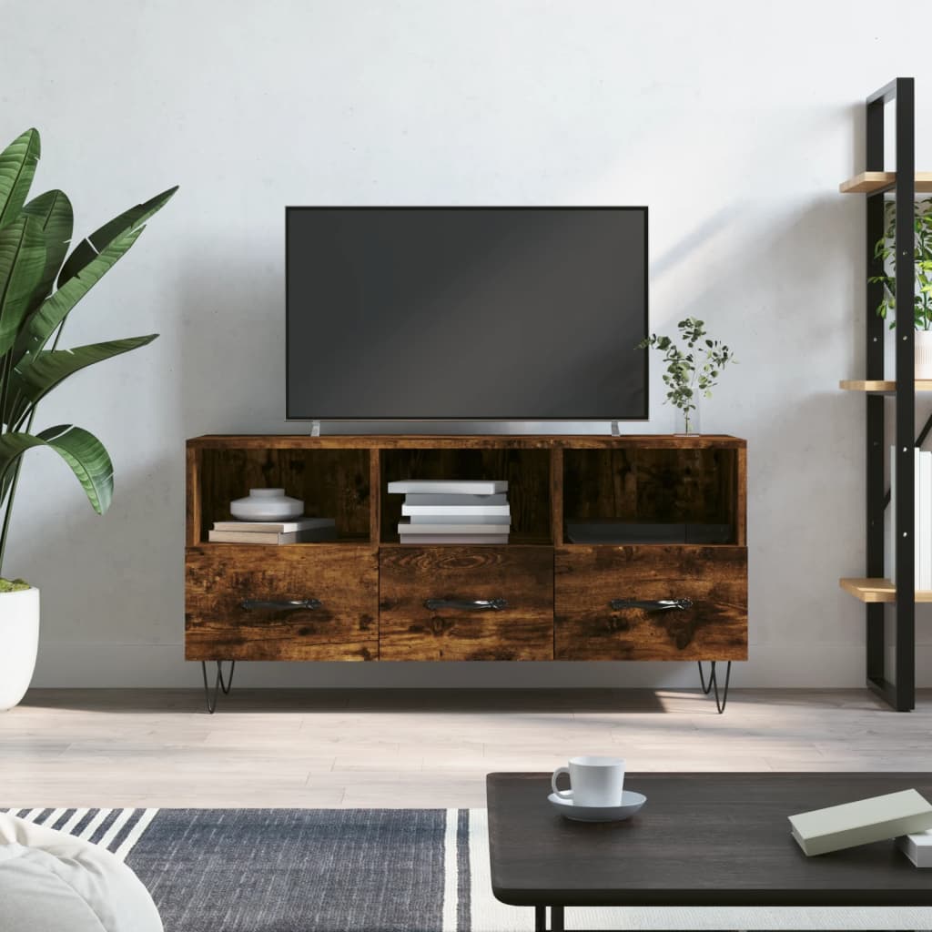 Mobile Porta TV Rovere Fumo 102x36x50 cm in Legno Multistrato - homemem39