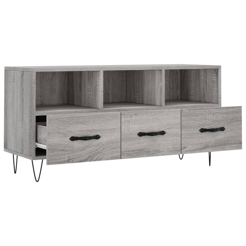 Mobile TV Grigio Sonoma 102x36x50 cm in Legno Multistrato - homemem39