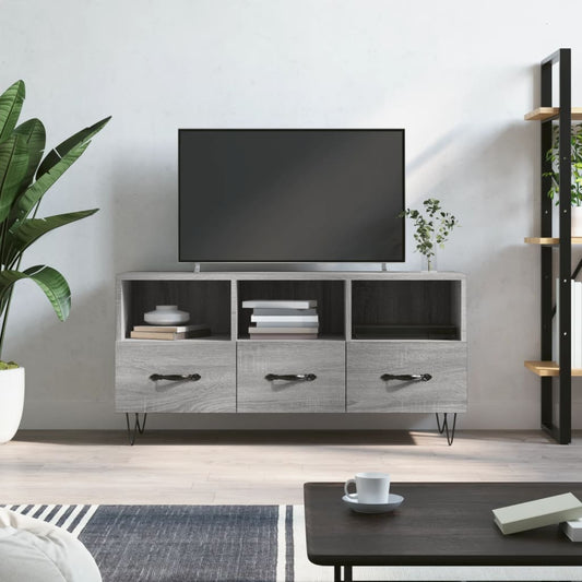 Mobile TV Grigio Sonoma 102x36x50 cm in Legno Multistrato - homemem39