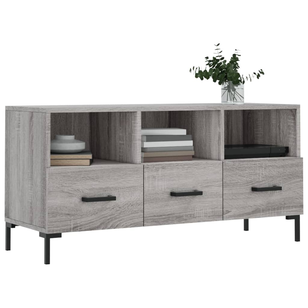 Mobile TV Grigio Sonoma 102x36x50 cm in Legno Multistrato - homemem39