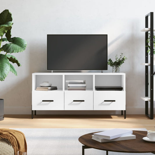 Mobile Porta TV Bianco 102x36x50 cm in Legno Multistrato - homemem39