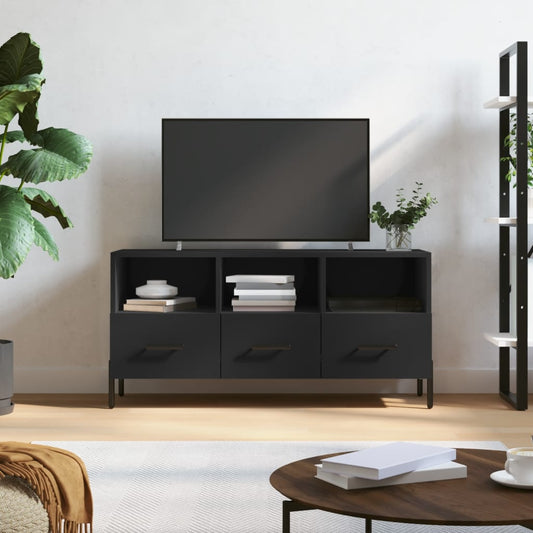 Mobile Porta TV Nero 102x36x50 cm in Legno Multistrato - homemem39