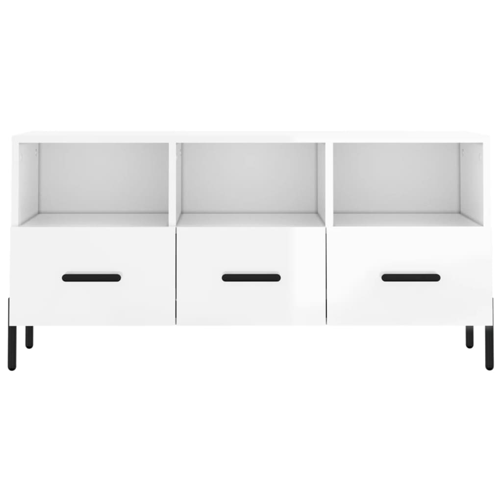 Mobile Porta TV Bianco Lucido 102x36x50 cm in Legno Multistrato - homemem39