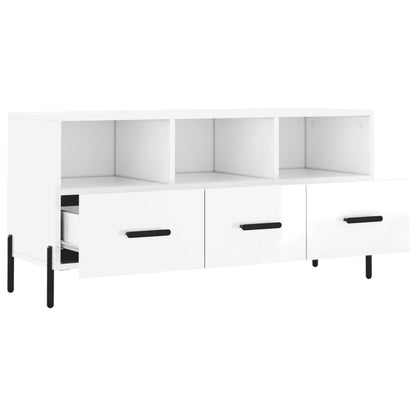 Mobile Porta TV Bianco Lucido 102x36x50 cm in Legno Multistrato - homemem39