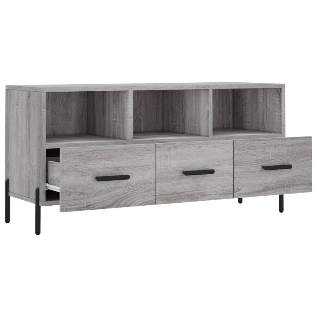 Mobile TV Grigio Sonoma 102x36x50 cm in Legno Multistrato - homemem39