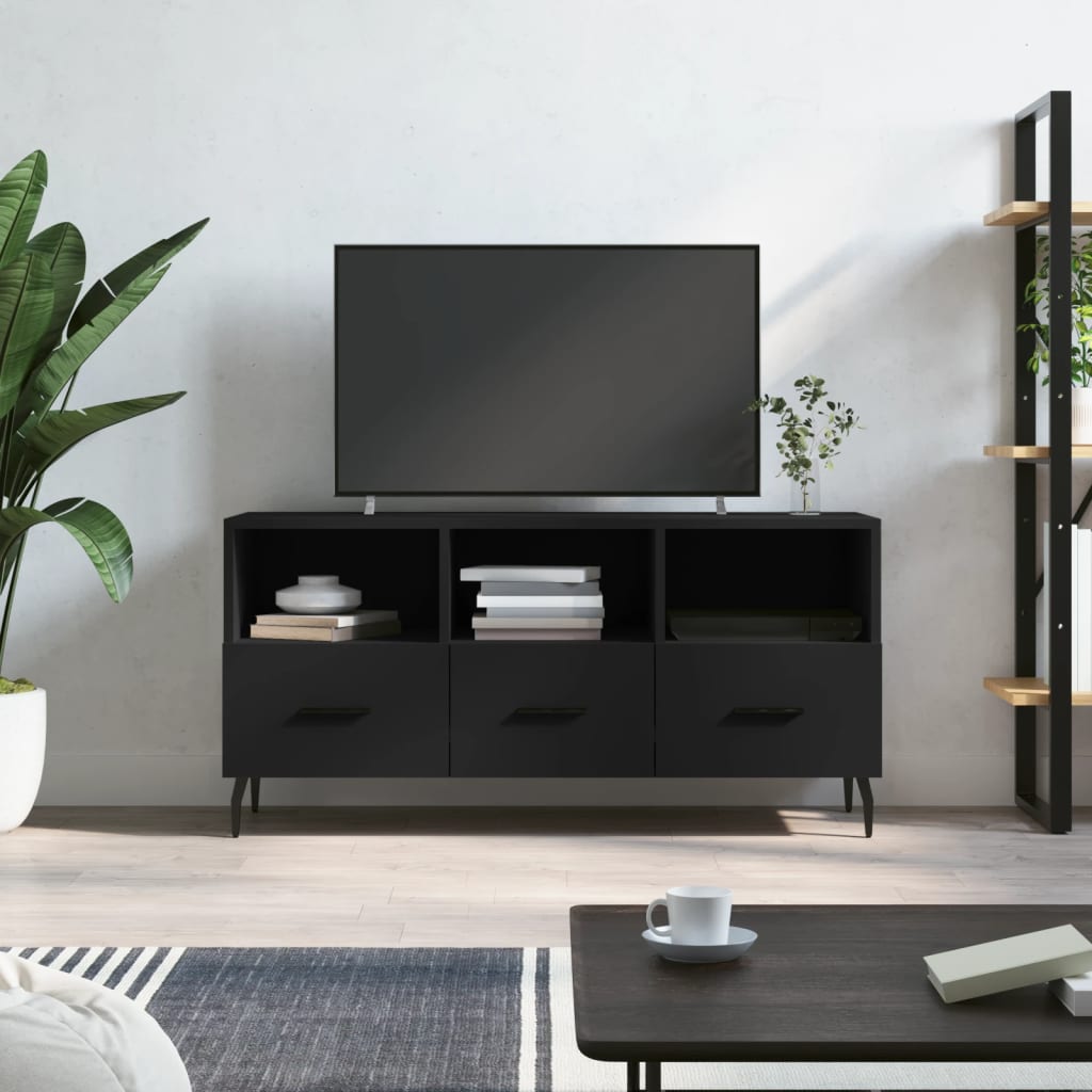 Mobile Porta TV Nero 102x36x50 cm in Legno Multistrato - homemem39