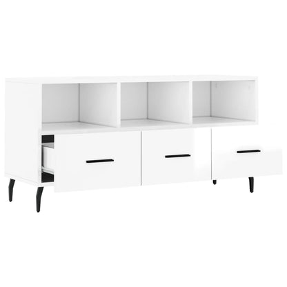 Mobile Porta TV Bianco Lucido 102x36x50 cm in Legno Multistrato - homemem39