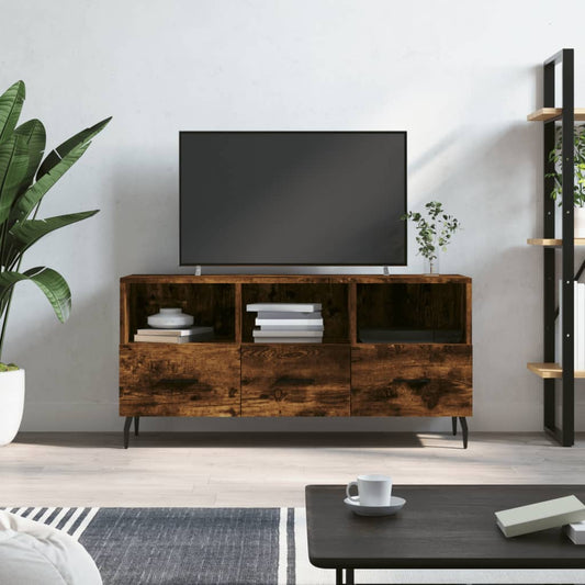 Mobile Porta TV Rovere Fumo 102x36x50 cm in Legno Multistrato - homemem39