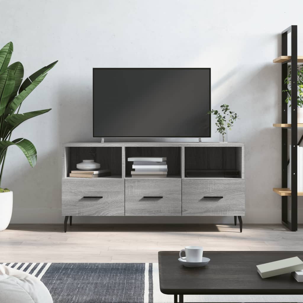 Mobile TV Grigio Sonoma 102x36x50 cm in Legno Multistrato - homemem39