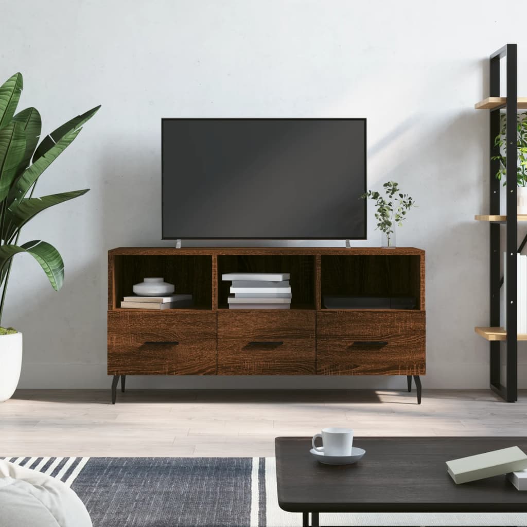 Mobile TV Rovere Marrone 102x36x50 cm in Legno Multistrato - homemem39