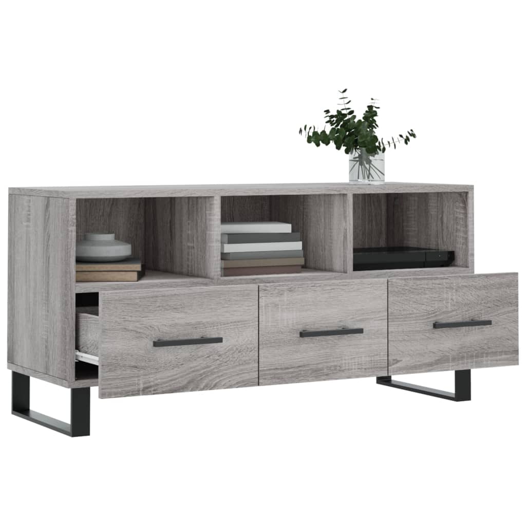 Mobile TV Grigio Sonoma 102x36x50 cm in Legno Multistrato - homemem39