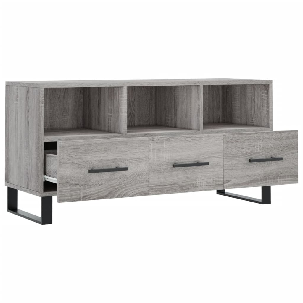 Mobile TV Grigio Sonoma 102x36x50 cm in Legno Multistrato - homemem39