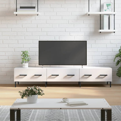 Mobile Porta TV Bianco Lucido 150x36x30 cm in Legno Multistrato - homemem39