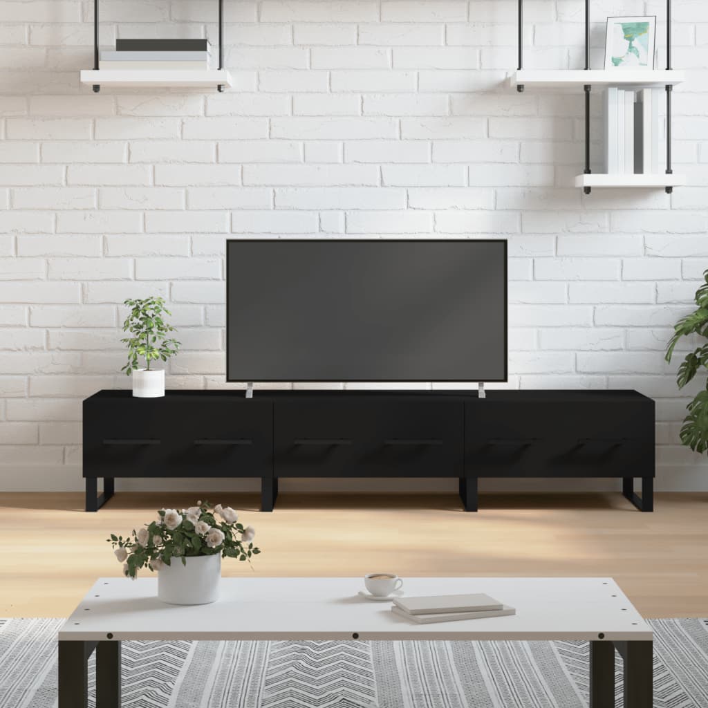 Mobile Porta TV Nero 150x36x30 cm in Legno Multistrato - homemem39