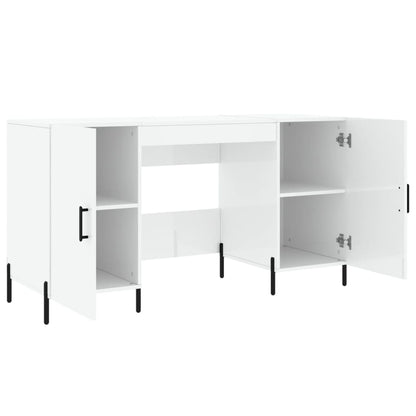 Scrivania Bianco Lucido 140x50x75 cm in Legno Multistrato - homemem39