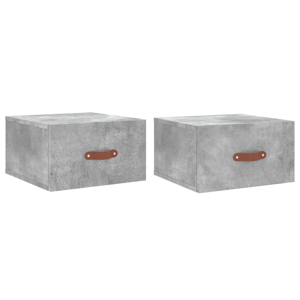 Comodini a Muro 2 pz Grigio Cemento 35x35x20 cm - homemem39