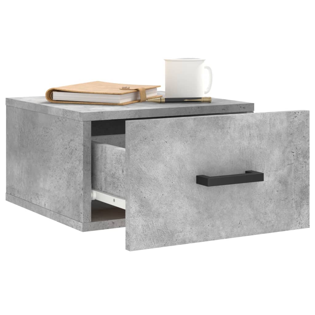 Comodino a Muro Grigio Cemento 35x35x20 cm - homemem39