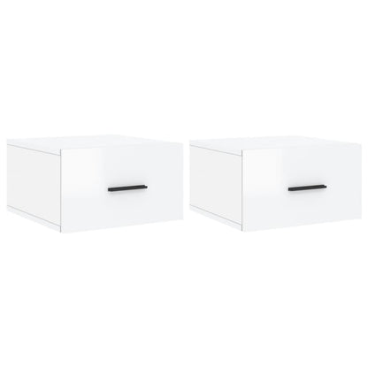 Comodini a Muro 2 pz Bianco Lucido 35x35x20 cm - homemem39