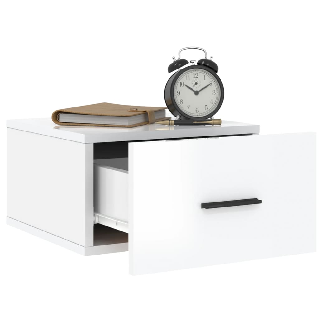 Comodini a Muro 2 pz Bianco Lucido 35x35x20 cm - homemem39