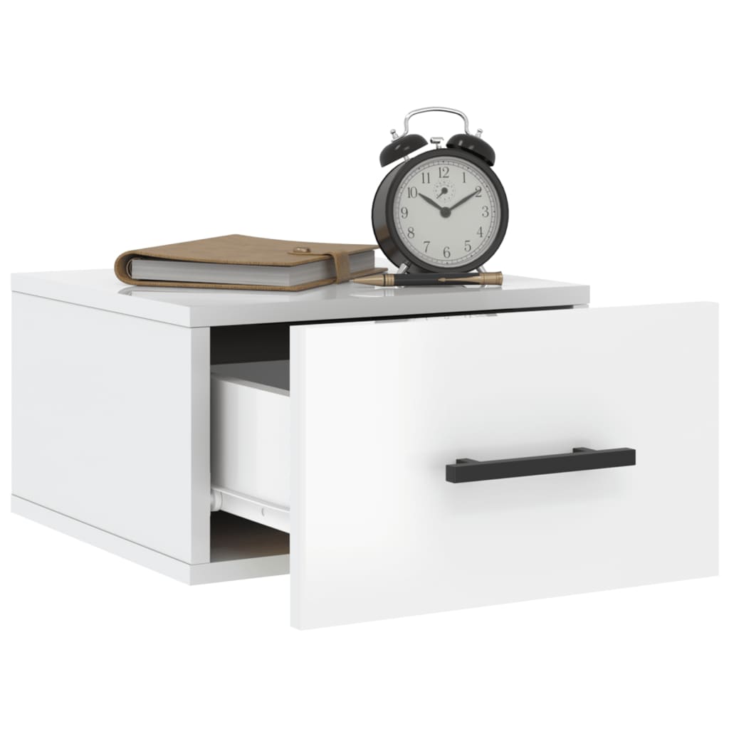 Comodini a Muro 2 pz Bianco Lucido 35x35x20 cm - homemem39