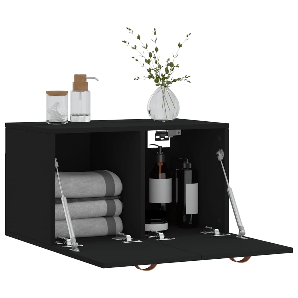 Mobile a Parete Nero 60x36,5x35 cm in Legno Multistrato - homemem39