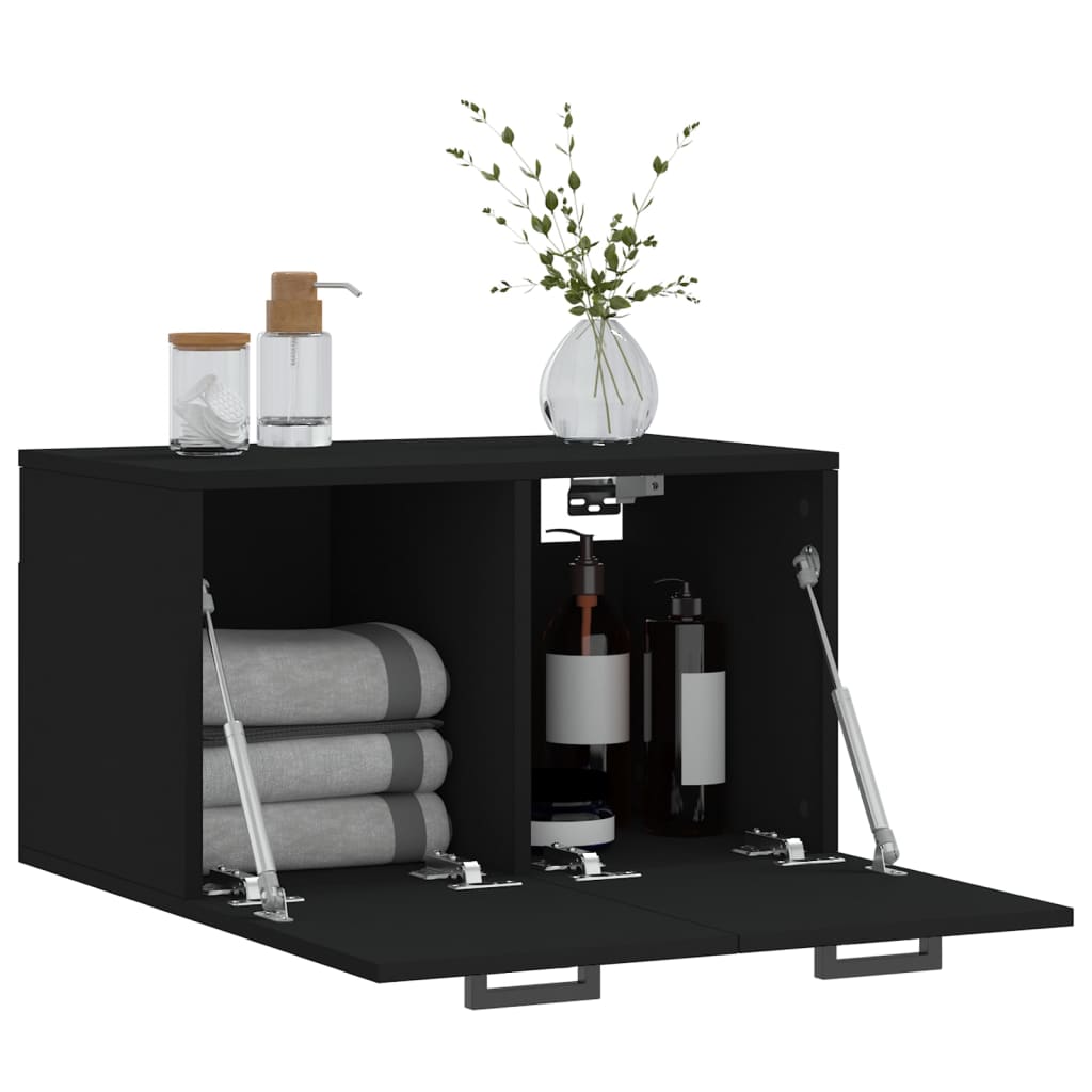 Mobile a Parete Nero 60x36,5x35 cm in Legno Multistrato - homemem39