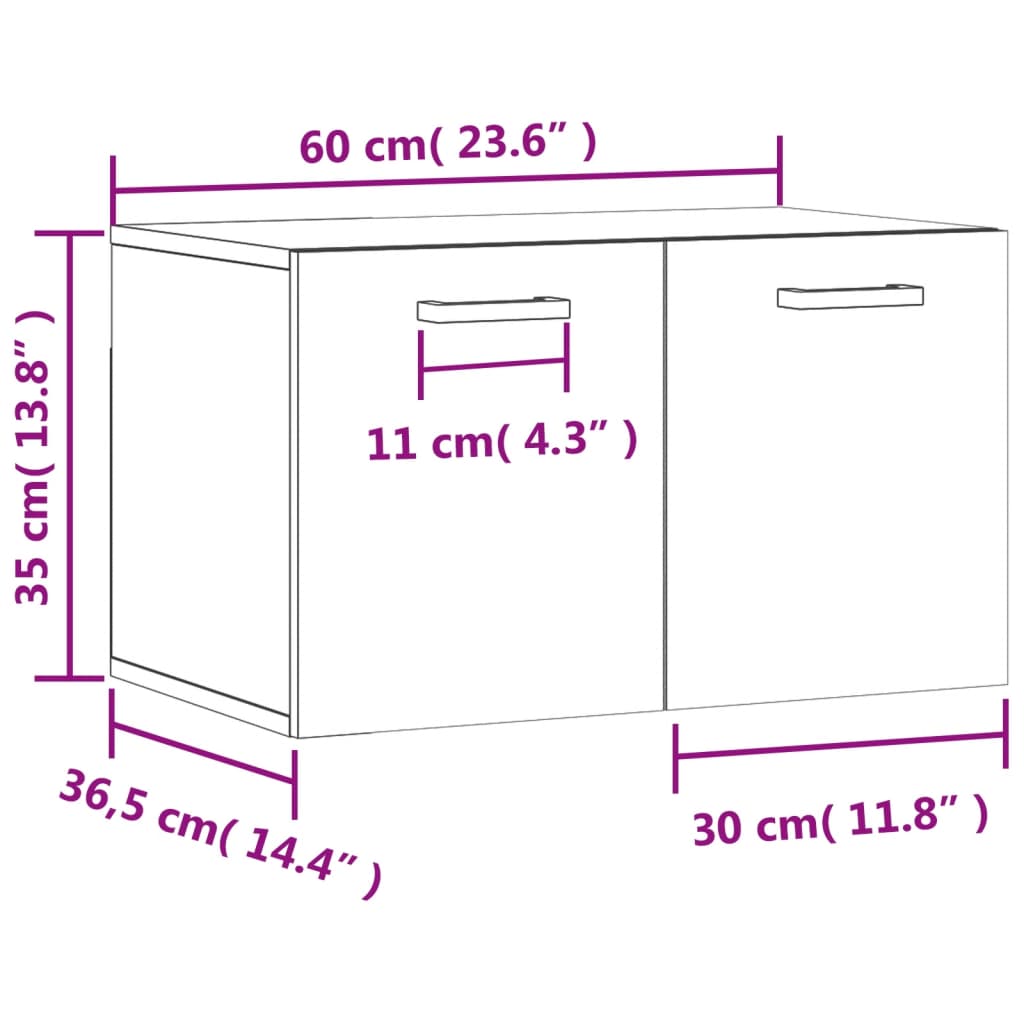 Mobile a Parete Rovere Fumo 60x36,5x35 cm in Legno Multistrato - homemem39