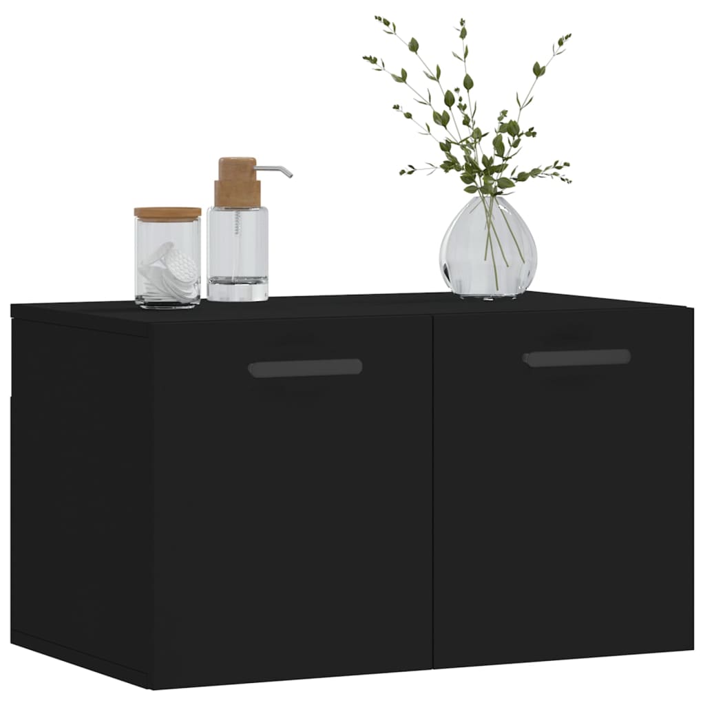 Mobile a Parete Nero 60x36,5x35 cm in Legno Multistrato - homemem39