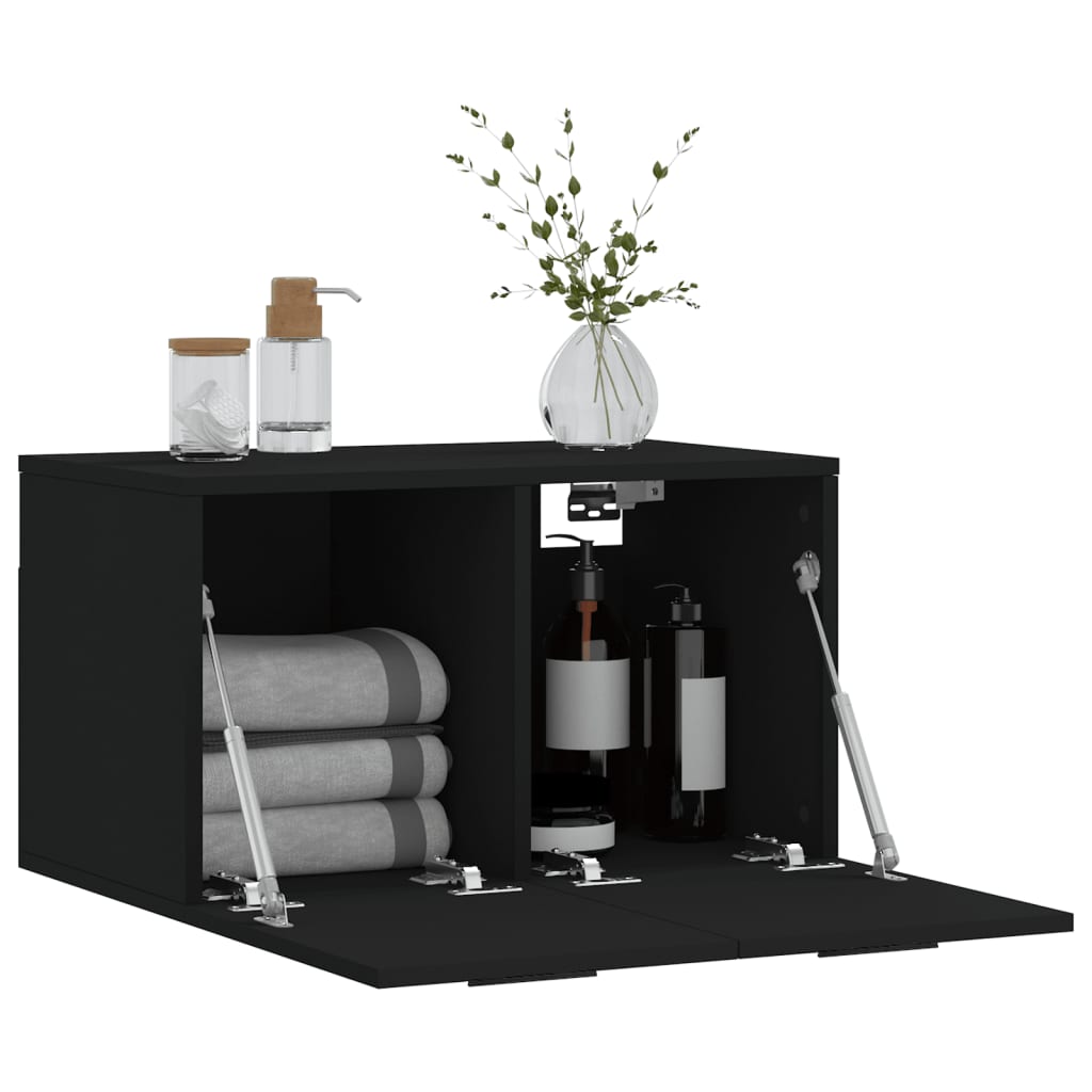 Mobile a Parete Nero 60x36,5x35 cm in Legno Multistrato - homemem39