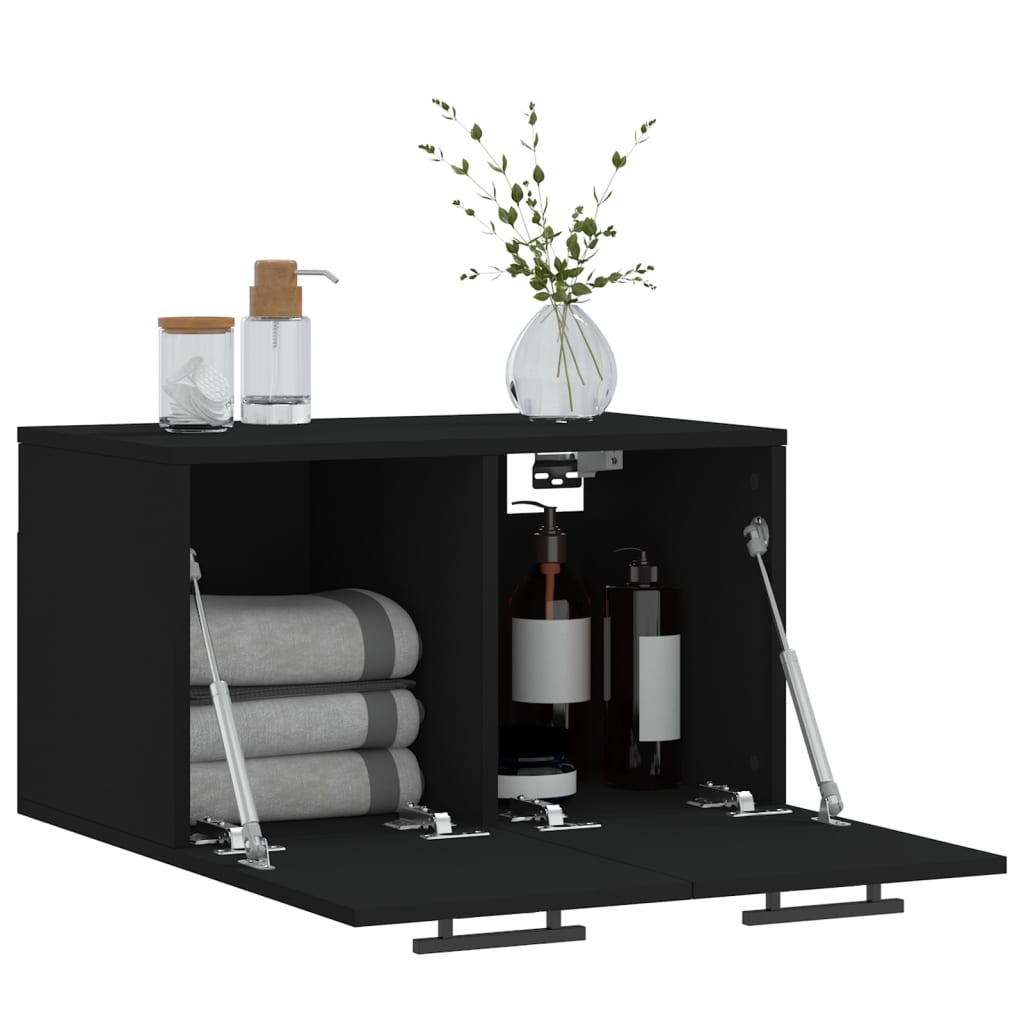 Mobile a Parete Nero 60x36,5x35 cm in Legno Multistrato - homemem39