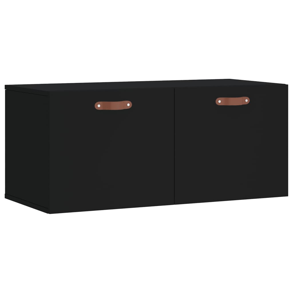 Mobile a Parete Nero 80x36,5x35 cm in Legno Multistrato - homemem39