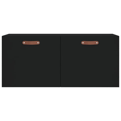 Mobile a Parete Nero 80x36,5x35 cm in Legno Multistrato - homemem39