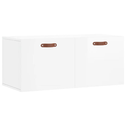 Mobile a Parete Bianco Lucido 80x36,5x35 cm Legno Multistrato - homemem39