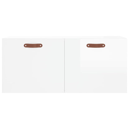 Mobile a Parete Bianco Lucido 80x36,5x35 cm Legno Multistrato - homemem39