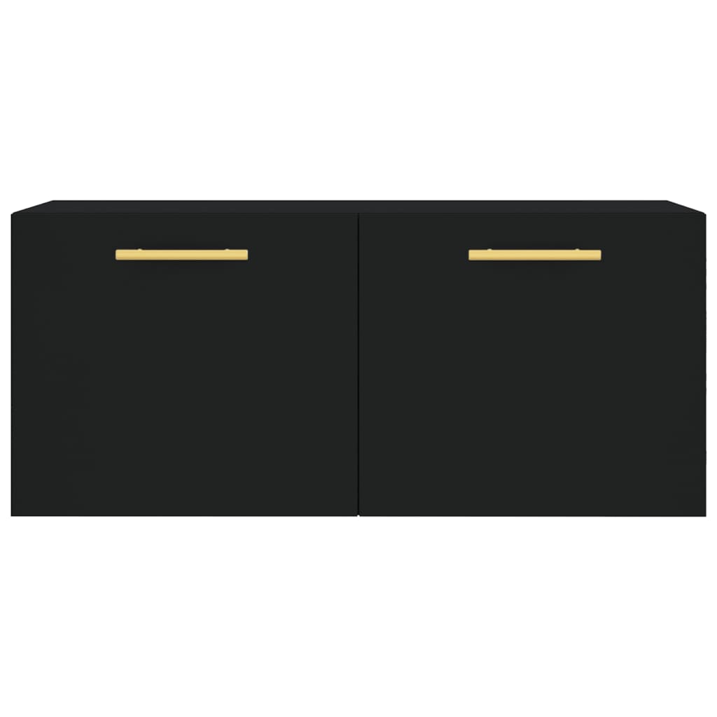 Mobile a Parete Nero 80x36,5x35 cm in Legno Multistrato - homemem39