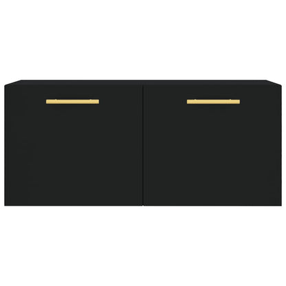 Mobile a Parete Nero 80x36,5x35 cm in Legno Multistrato - homemem39