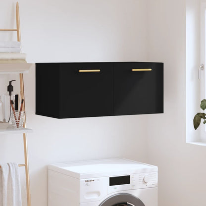 Mobile a Parete Nero 80x36,5x35 cm in Legno Multistrato - homemem39