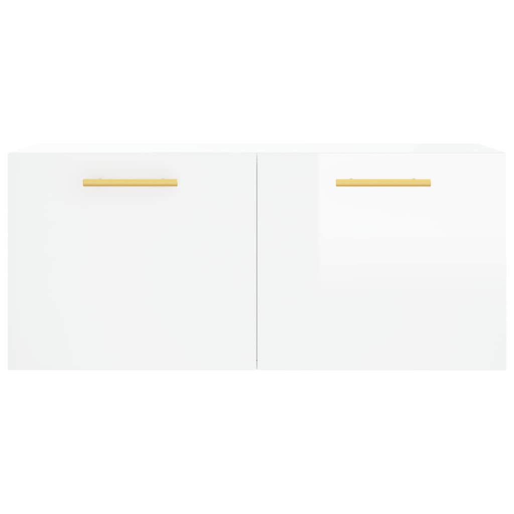 Mobile a Parete Bianco Lucido 80x36,5x35 cm Legno Multistrato - homemem39