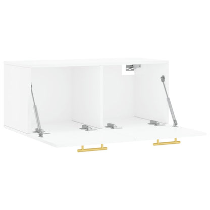 Mobile a Parete Bianco Lucido 80x36,5x35 cm Legno Multistrato - homemem39