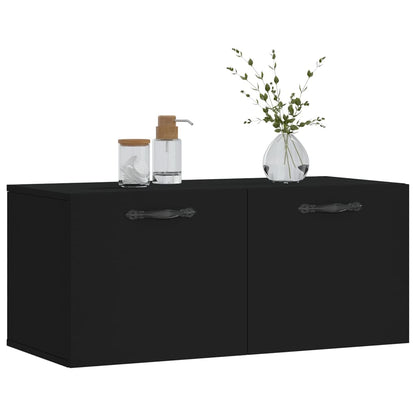 Mobile a Parete Nero 80x36,5x35 cm in Legno Multistrato - homemem39