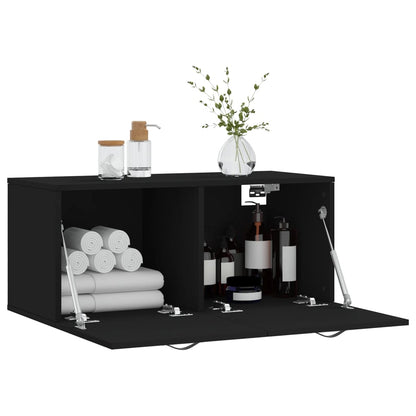 Mobile a Parete Nero 80x36,5x35 cm in Legno Multistrato - homemem39