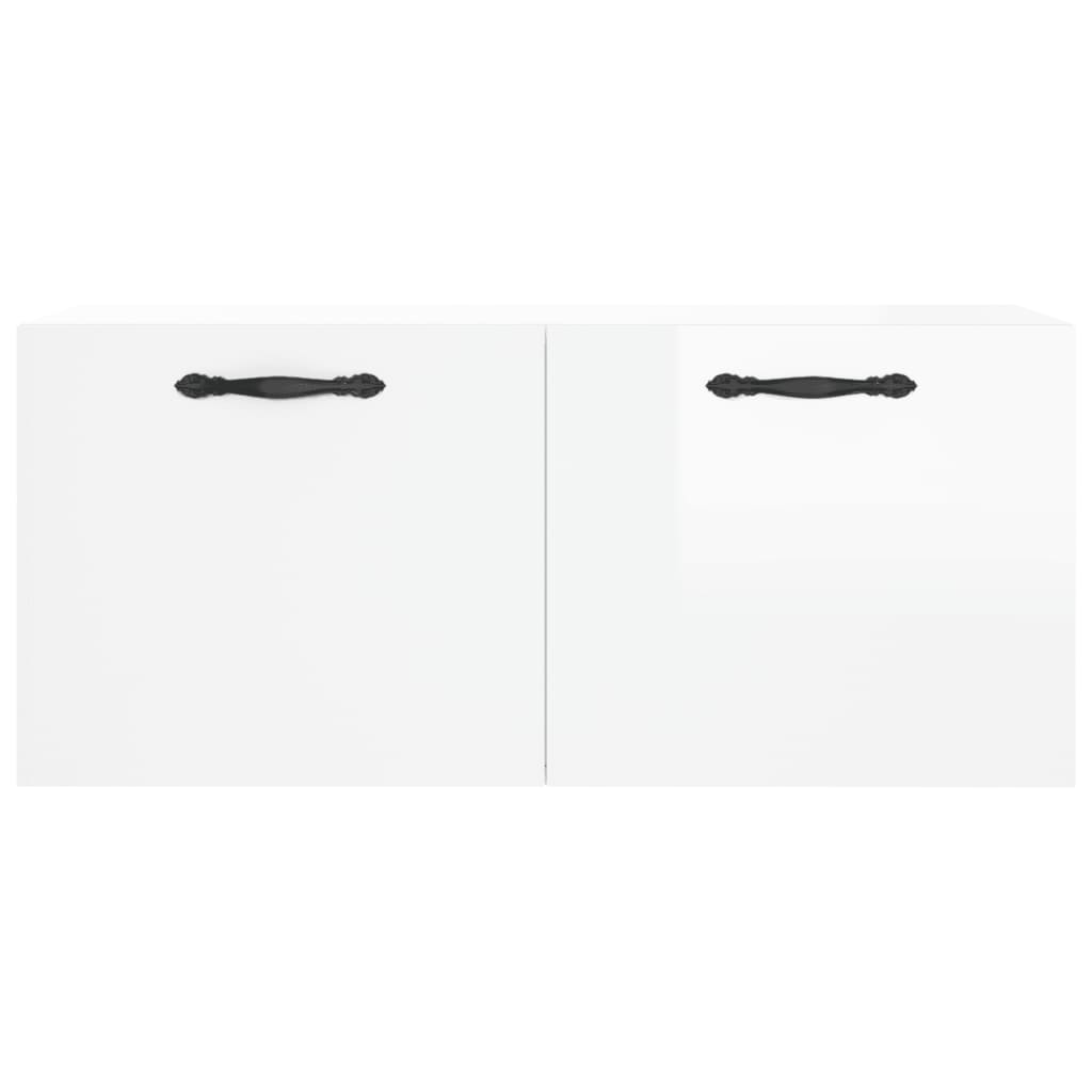 Mobile a Parete Bianco Lucido 80x36,5x35 cm Legno Multistrato - homemem39