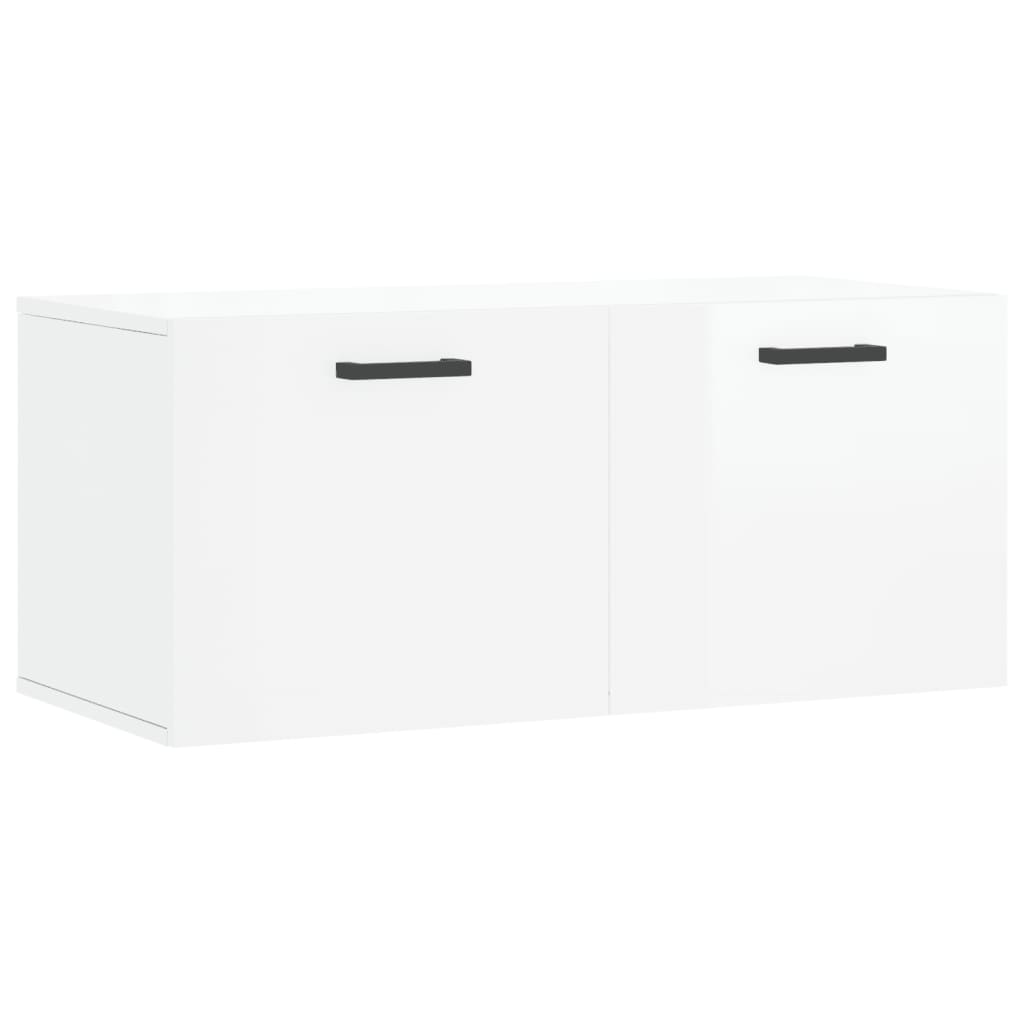 Mobile a Parete Bianco Lucido 80x36,5x35 cm Legno Multistrato - homemem39