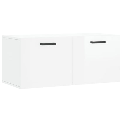 Mobile a Parete Bianco Lucido 80x36,5x35 cm Legno Multistrato - homemem39