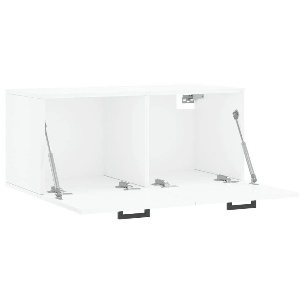 Mobile a Parete Bianco Lucido 80x36,5x35 cm Legno Multistrato - homemem39