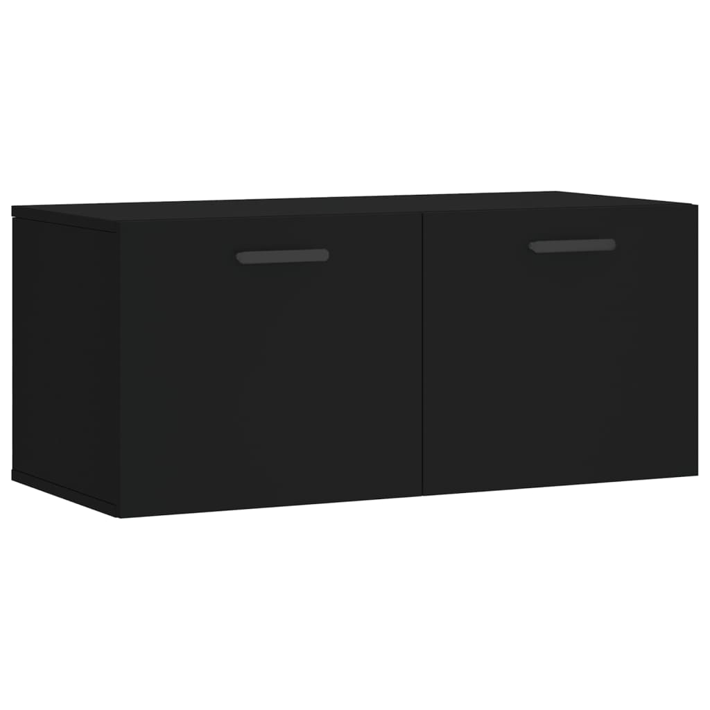 Mobile a Parete Nero 80x36,5x35 cm in Legno Multistrato - homemem39