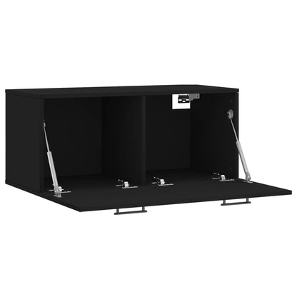 Mobile a Parete Nero 80x36,5x35 cm in Legno Multistrato - homemem39