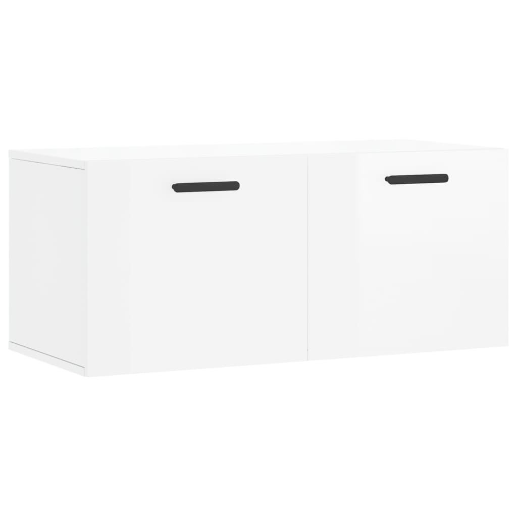 Mobile a Parete Bianco Lucido 80x36,5x35 cm Legno Multistrato - homemem39